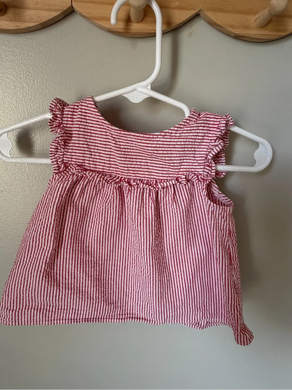 Starting Out Girls 6M 2pc Red/White Striped Ruffle Top & Shorts Cotton Set